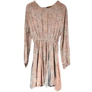 NEW Sugarfox Boutique A California Co Pastel Paisley Dress L Patchwork Whimsy